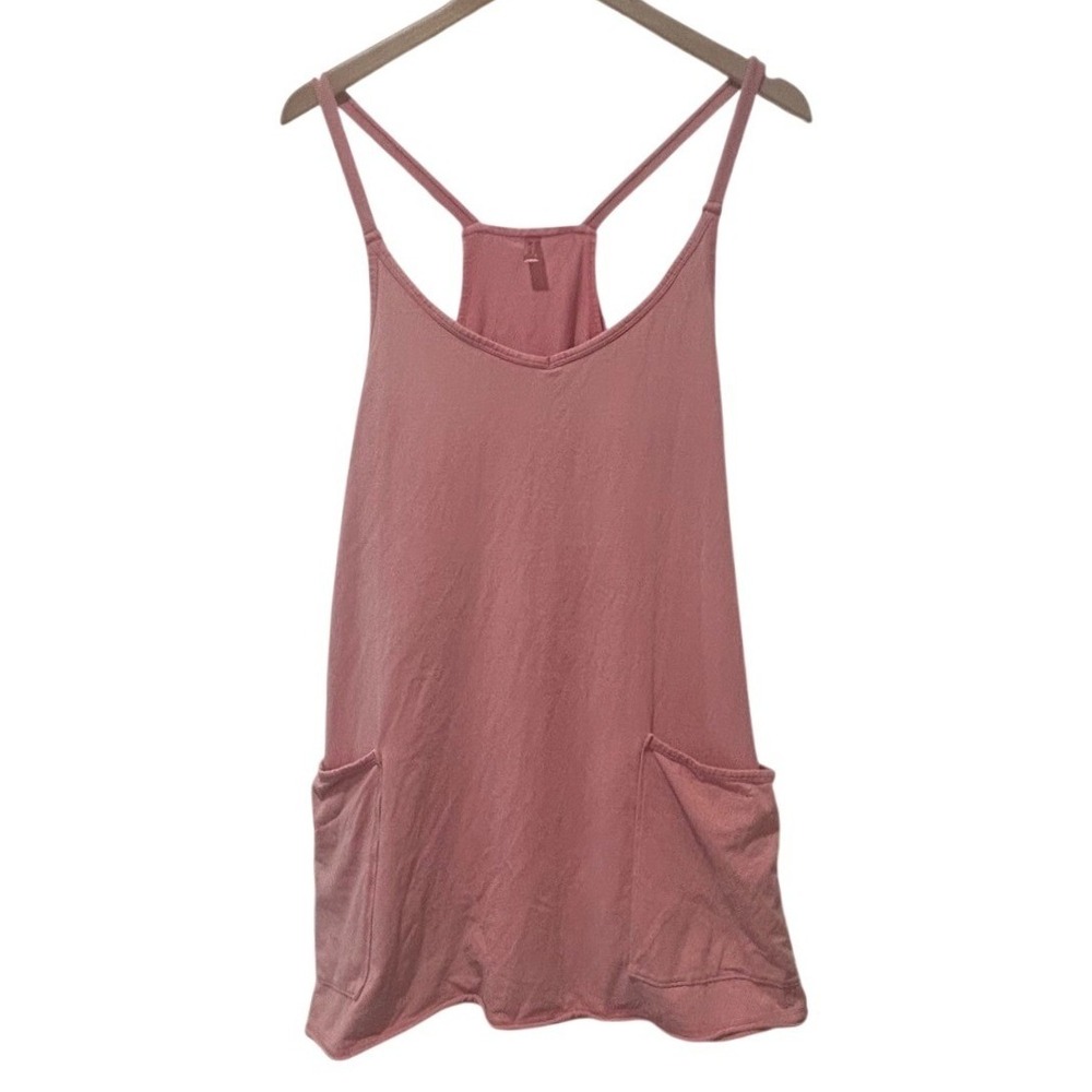 Free People Movement Hot Shot Romper Lg Pink Pockets Gorpcore Yoga Baggy Comfy